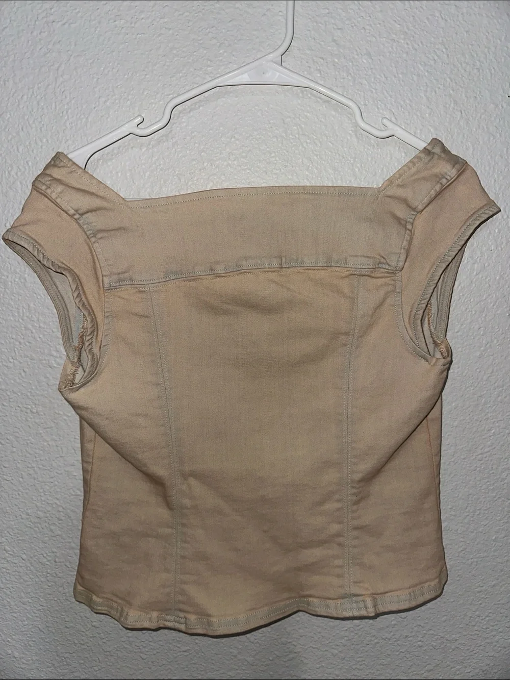Free People Beige Square-Neck Corset Crop Top